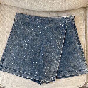 Embellished Denim Skort